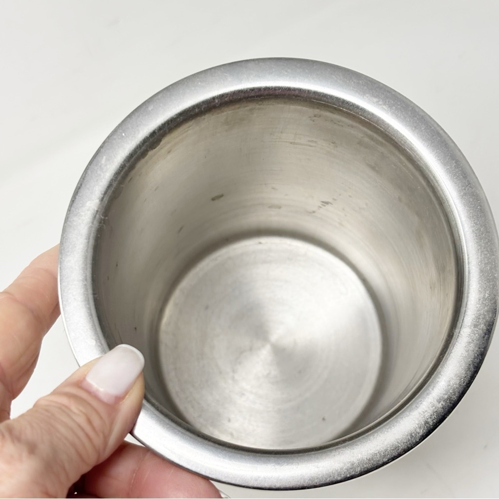 CRATE AND BARREL Silver Stainless Steel WINE COOLER CLASSIC TAPERED Freezer GUC - Picture 3 of 4